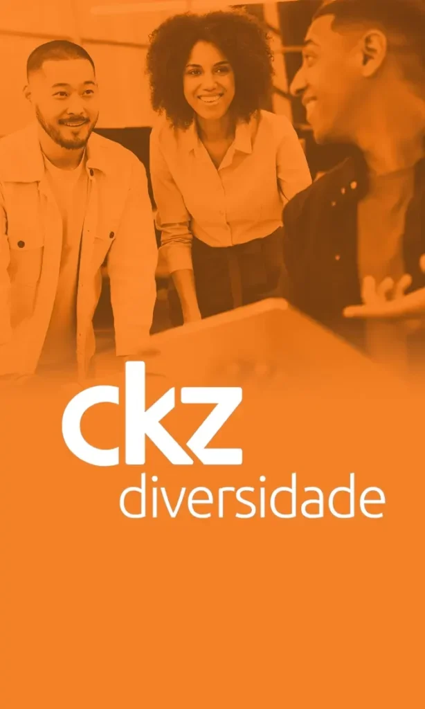 Imagem representando uma equipe conversando com o logo da CKZ Diversidade
